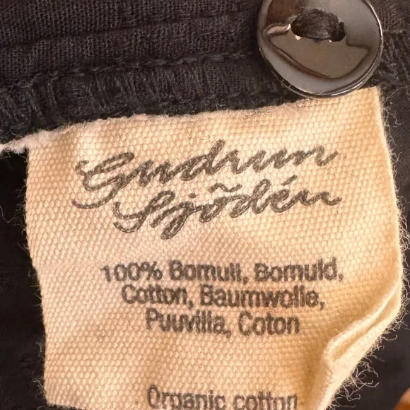 Gudrun Sjoden Aland Organic Cotton Woven Dress Black Red Floral Lagenlook Boho L - Picture 6 of 6